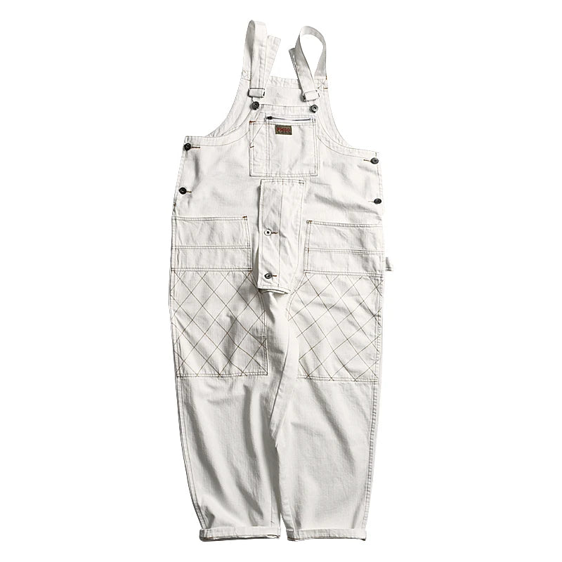 Safari Style! Multi-pocket Overalls Men's Baggy Bib Trousers Work Cargo Pants Men's Street Style Casual Overall Men