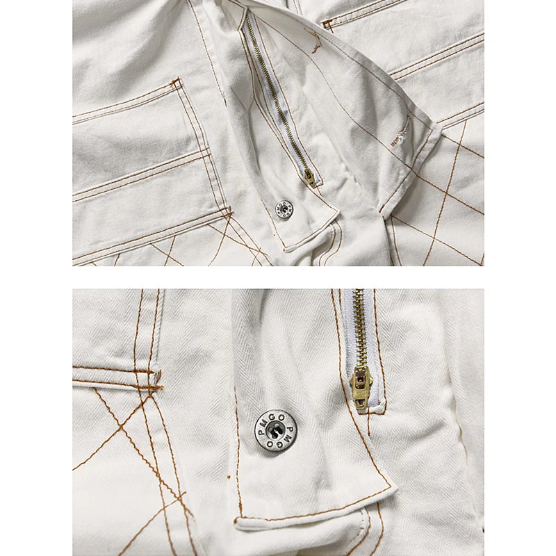 Safari Style! Multi-pocket Overalls Men's Baggy Bib Trousers Work Cargo Pants Men's Street Style Casual Overall Men