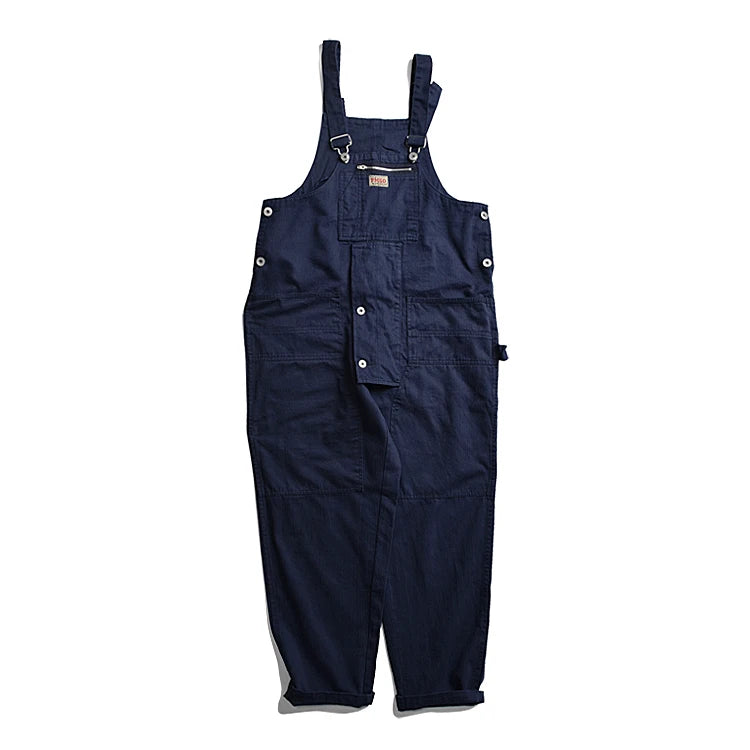 Safari Style! Multi-pocket Overalls Men's Baggy Bib Trousers Work Cargo Pants Men's Street Style Casual Overall Men