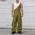 INCERUN Men's Jumpsuits Pants Solid Color Loose Sleeveless Irregular Rompers For Man Streetwear 2026 Fashion Casual Man Overalls