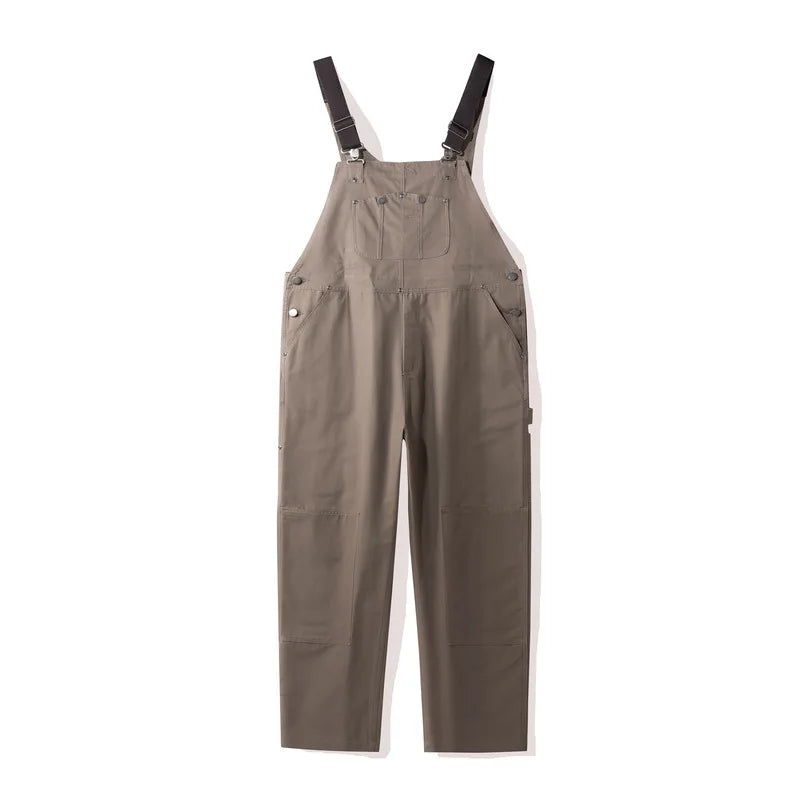 Distressed Denim Overalls for Men Baggy Oversized Fit 2026 Loose Dungaree Jeans with Pockets Streetwear Workwear Unisex Jumpsuit