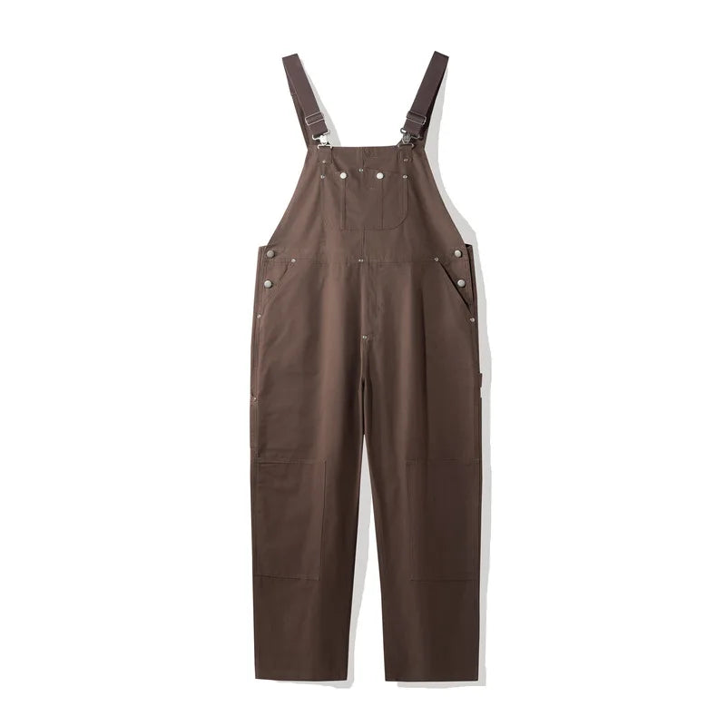 Distressed Denim Overalls for Men Baggy Oversized Fit 2026 Loose Dungaree Jeans with Pockets Streetwear Workwear Unisex Jumpsuit
