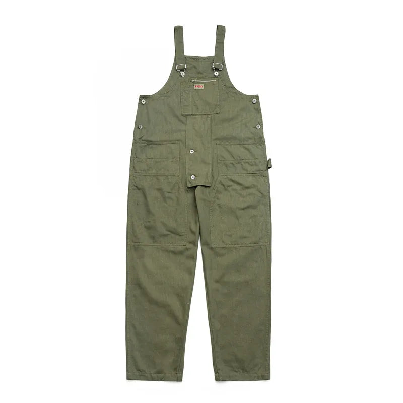 Safari Style! Multi-pocket Overalls Men's Baggy Bib Trousers Work Cargo Pants Men's Street Style Casual Overall Men