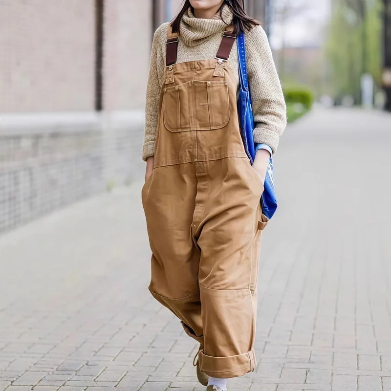 Distressed Denim Overalls for Men Baggy Oversized Fit 2026 Loose Dungaree Jeans with Pockets Streetwear Workwear Unisex Jumpsuit