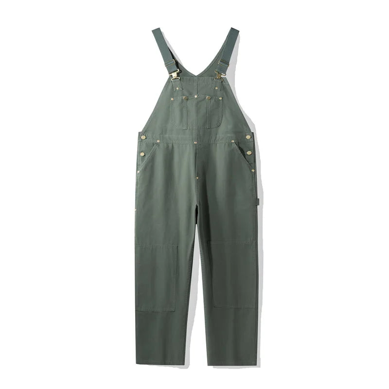 Distressed Denim Overalls for Men Baggy Oversized Fit 2026 Loose Dungaree Jeans with Pockets Streetwear Workwear Unisex Jumpsuit