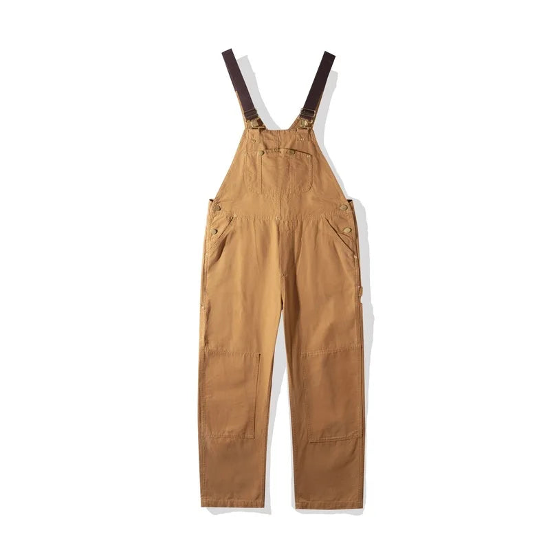 Distressed Denim Overalls for Men Baggy Oversized Fit 2026 Loose Dungaree Jeans with Pockets Streetwear Workwear Unisex Jumpsuit